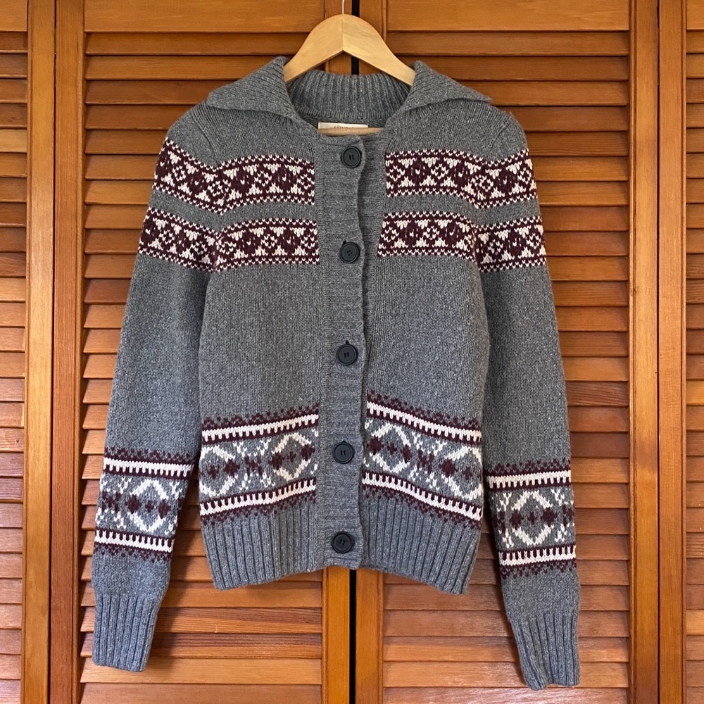 Vintage Natural Reflections Cardigan Sweater Size Small Fair Isle Wool Blend Y2K